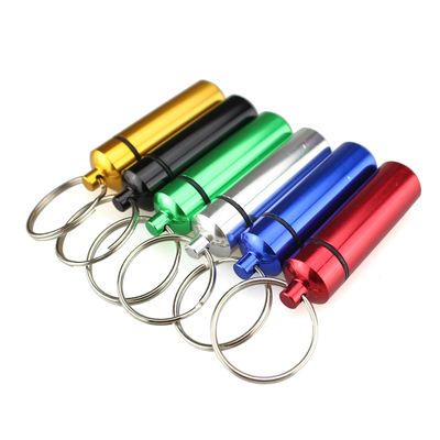 3 Size Waterproof Aluminum Pill Box Case Capsule Bottle Cache Drug Holder Keychain Container Colorful 6pcs, /L