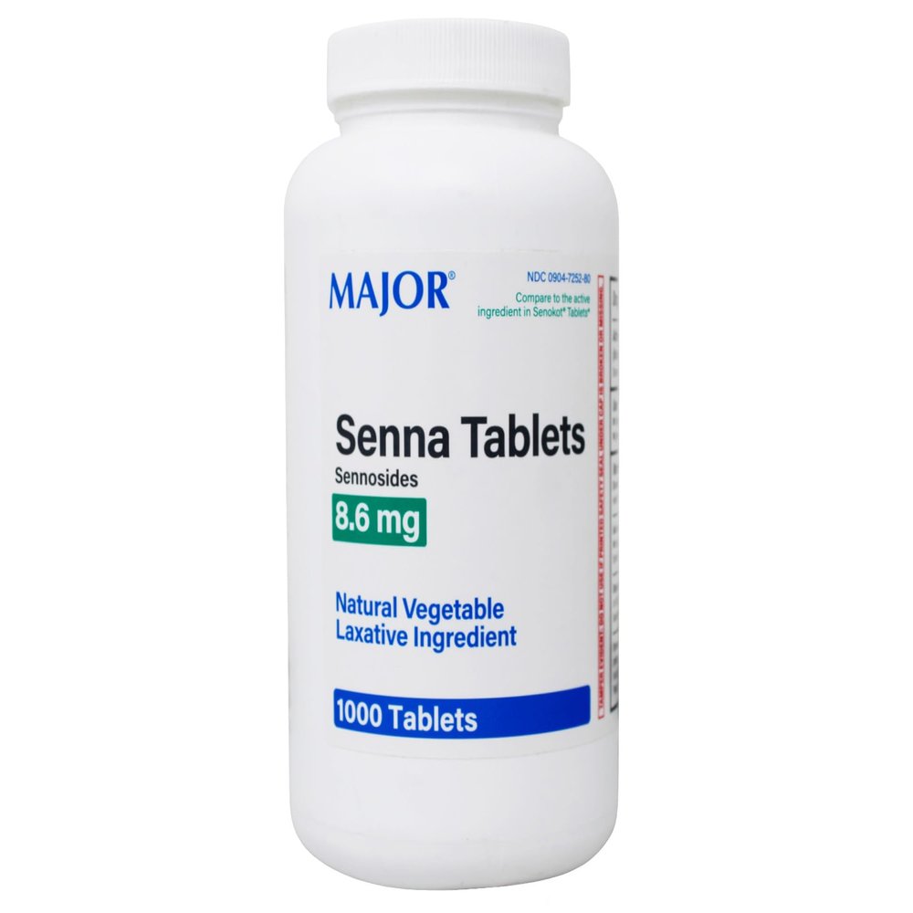 Major 8.6 mg Senna Tablets, Pack of 4-1000 Count per Bottle