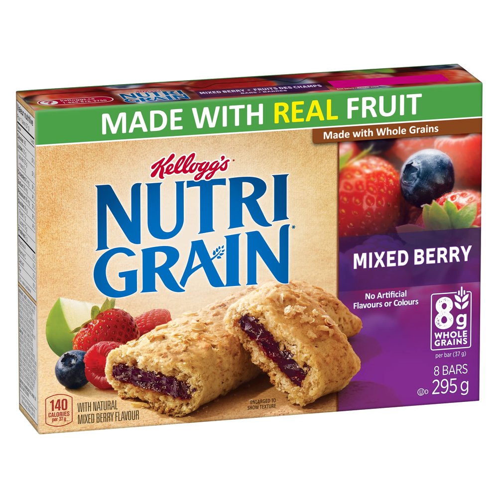 Kellogg's Nutri Grain Cereal Bars Mixed Berry, 8 Bars, 295g/10.4 oz., {Imported from Canada}