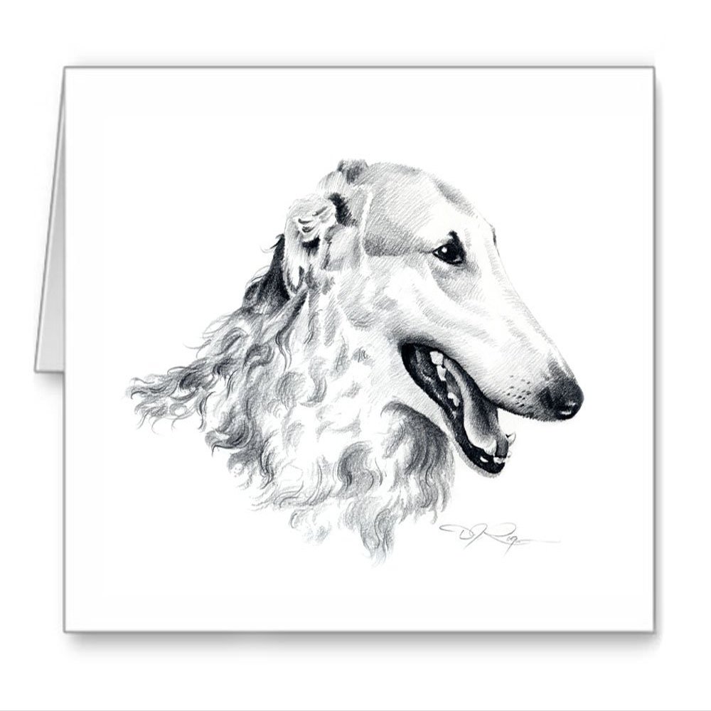 DJ Rogers Fine Art Borzoi - Set of 10 Dog Note Cards With Envelopes
