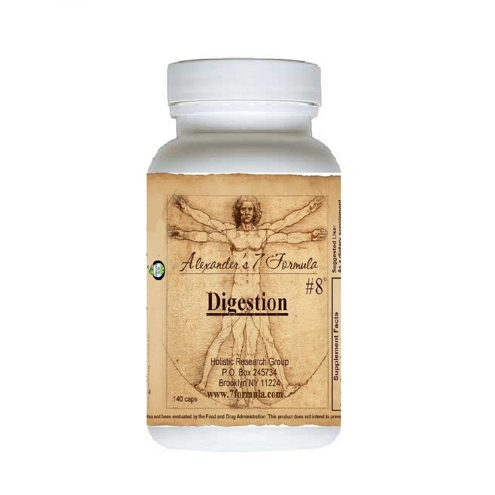 Digestion & Stomach #8 Formula Focuses on Enzyme Production, Indigestion, Dyspepsia, Intestinal Discomforts, Gases, Colic, Heartburn. 30-Day Supply
