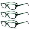 EYE ZOOM 3 Pack Stylish Cat Eye Style Reading Glasses for Women, Tortoise Green, +2.00
