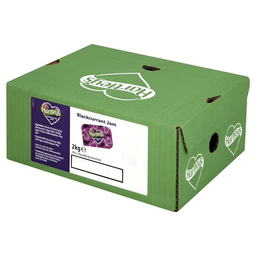 Hartleys Blackcurrant Jam Portions - Pack Size = 1x100x20g