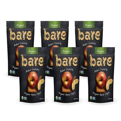 Bare Baked Crunchy Organic Apple Chips, Cinnamon, Gluten Free, 3 Ounce Bag, 6 Count
