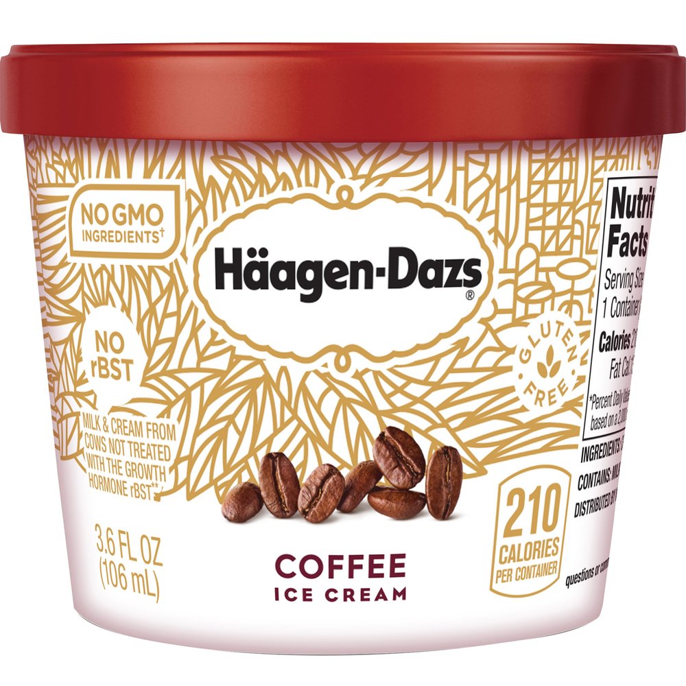 Haagen Dazs, Coffee Ice Cream, 3.6 Ounce Cup
