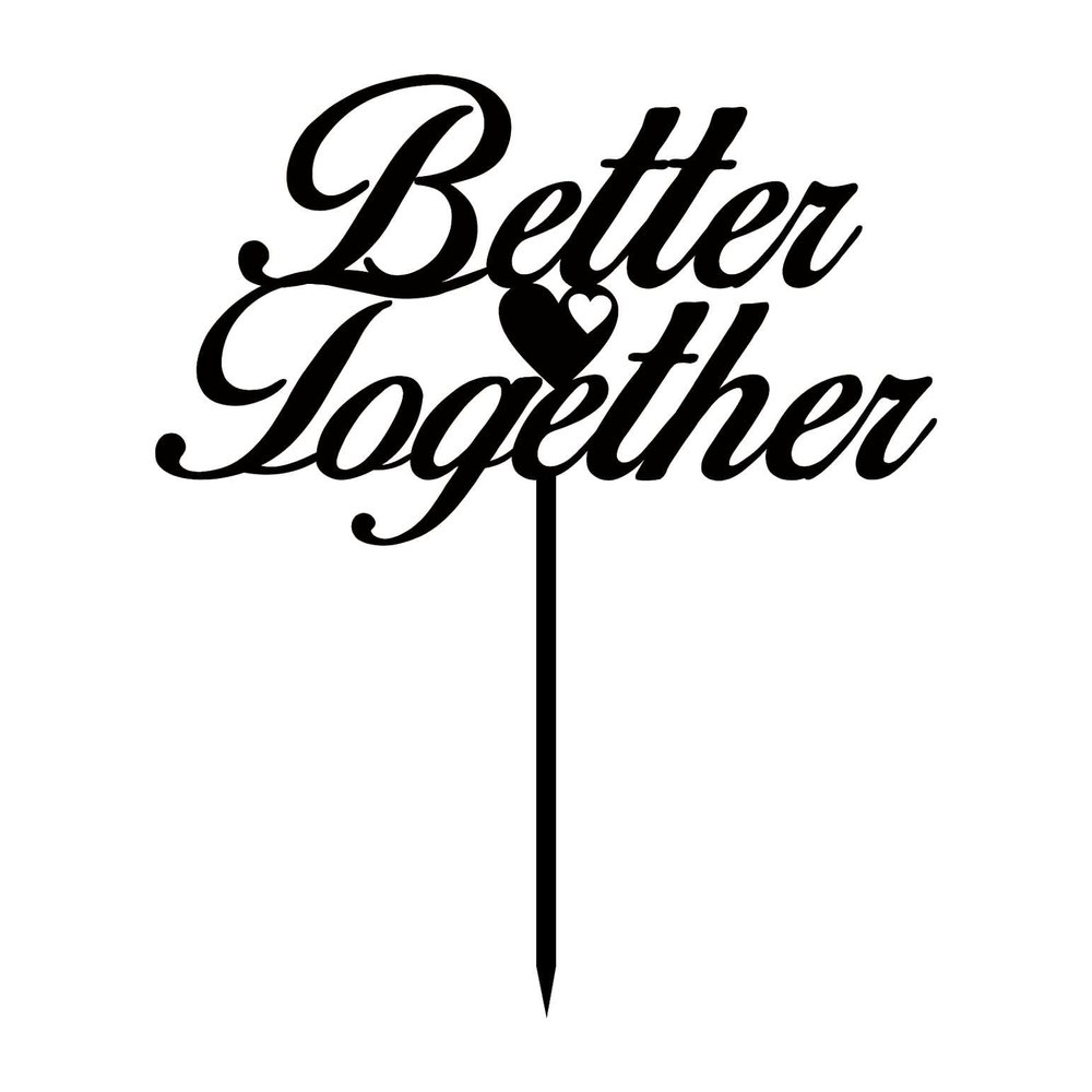"Better Together" Romantic Wedding Cake Topper Glitter Purple Cake Topper Color Option Available 6"-7" Inches Wide