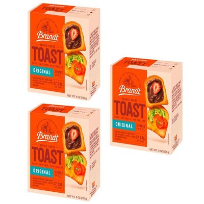 Brandt Zwieback Rusk | Sweetened Crispy Bread | Perfect for Teething Children | Enjoy With Sweet or Savory toppings | 8 oz each [Pack of 3]