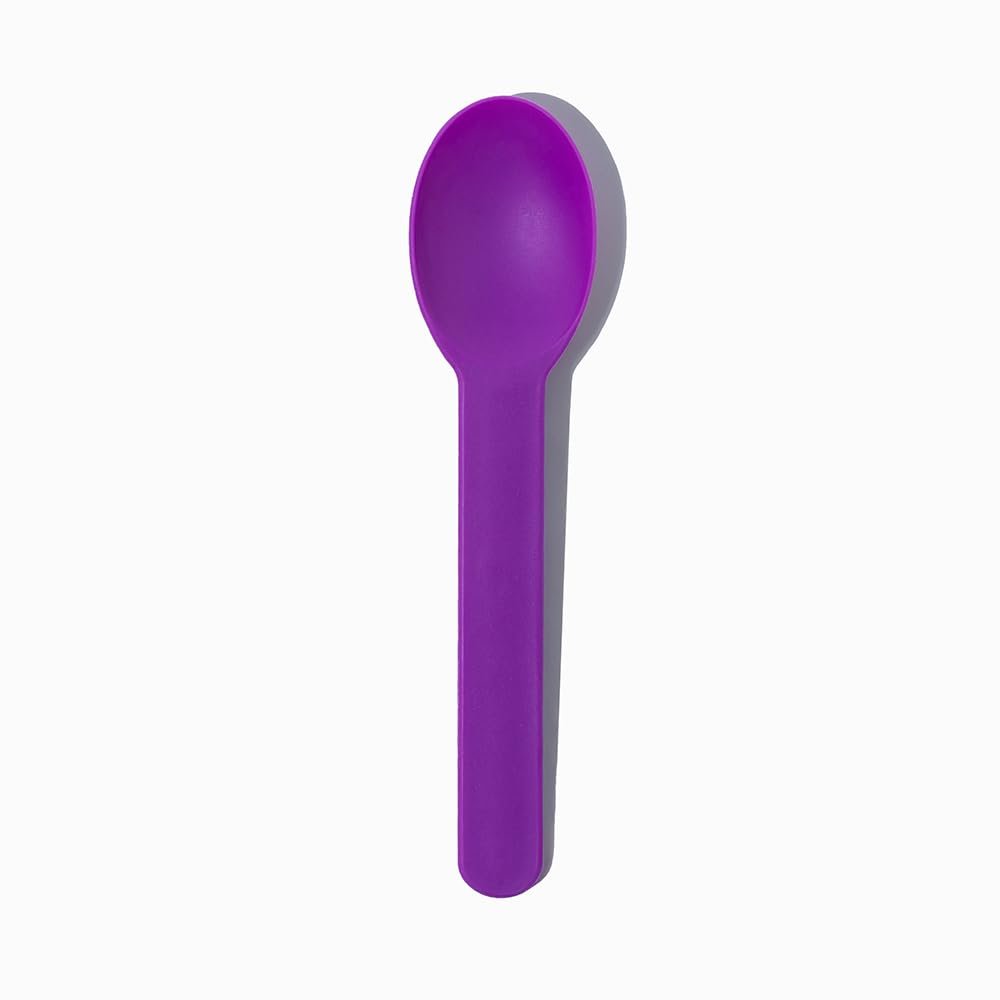 100-Count Heavy Duty Plastic Ice Cream Spoons Purple Color | Dishwasher Safe & Reusable for Ice Cream, Yogurt | Frozen Dessert Supplies