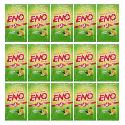 15 X Eno Fruit Salt Antacid Instant Acidity Relief Lemon (Lime) Flavour 5g X 15 Sachet by Eno