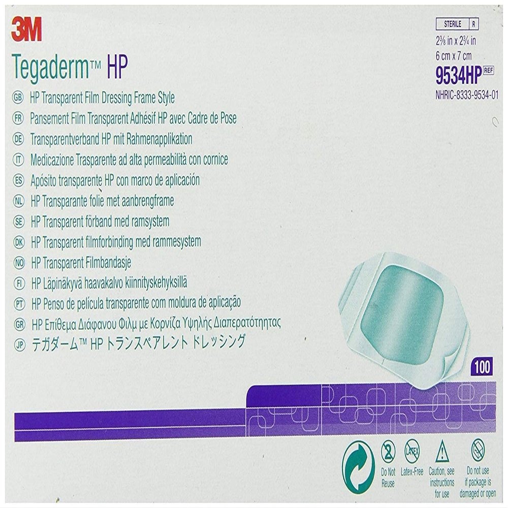3M 9534HP Health Care Film Dressing, Transparent, 2 3/8" x 2-3/4" Size, Pack of 400