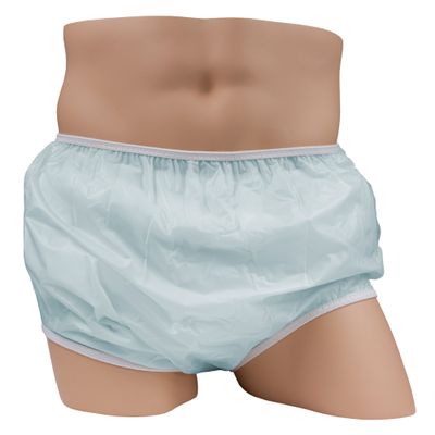 LeakMaster Adult Pull-On Vinyl Plastic Pants - Soft, Quiet and Form Fitting Incontinence Waterproof Diaper Covers for Adults - Blue, X-Large Fits 42-48 Inch Waist