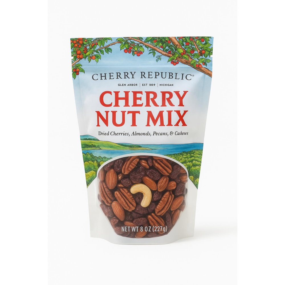 Cherry Republic Cherry Nut Mix, 8 oz Bag - Premium Mixed Nuts with Real Dried Cherries, Simple Ingredients, Sweet and Savory Flavor, Gourmet Fruit and Nut Mix for Snacking, Entertaining, Gifting