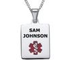 Divoti Deep Custom Laser Engraved Stainless Steel Medical Alert Necklace for Women, Sleek Tag Medical ID Necklace, Medical Pendant Tag w/Free Engraving -24/28" Curb Chain -TP Red view 1