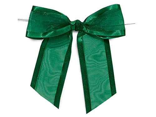 Pre-Tied Sheer Gift Bows - Hunter Pre-Tied Sheer Bows Organza w/Satin Edge 1-1/2" Ribbon (10 Packs; 12 Bows Per Pack) - WRAPS-24419