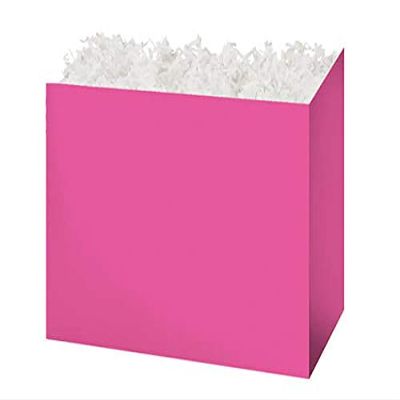 Solid Color Basket Boxes - Medium Solid Fuchsia Basket Boxes 8-1/4x4-3/4x6-1/4" - (2 Packs; 6 Boxes Per Pack) - Wraps-FUM