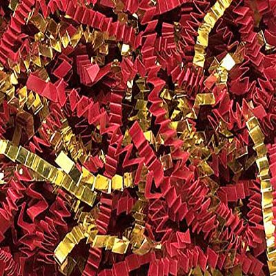 Red & Gold Crinkle Cut Paper Shred 10 lb Box ~ Spring-fill Shred - WRAPS-ZF10RG
