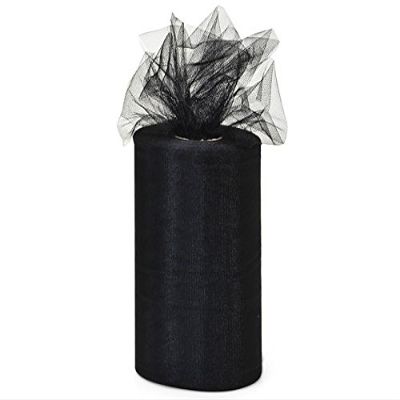 Black Value Tulle Ribbon 6"x100 Yds 100% Nylon Netting (4 Nettings) - WRAPS-VT610BL