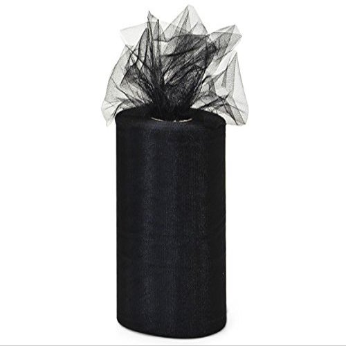 Black Value Tulle Ribbon 6"x100 Yds 100% Nylon Netting (4 Nettings) - WRAPS-VT610BL