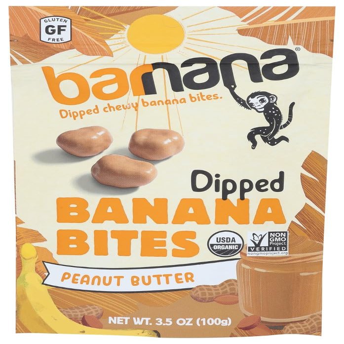 Barnana The Super Potassium Snack Chewy Banana Bites, Organic Peanut Butter, 12 pk 3.5 oz (Pack of 6)
