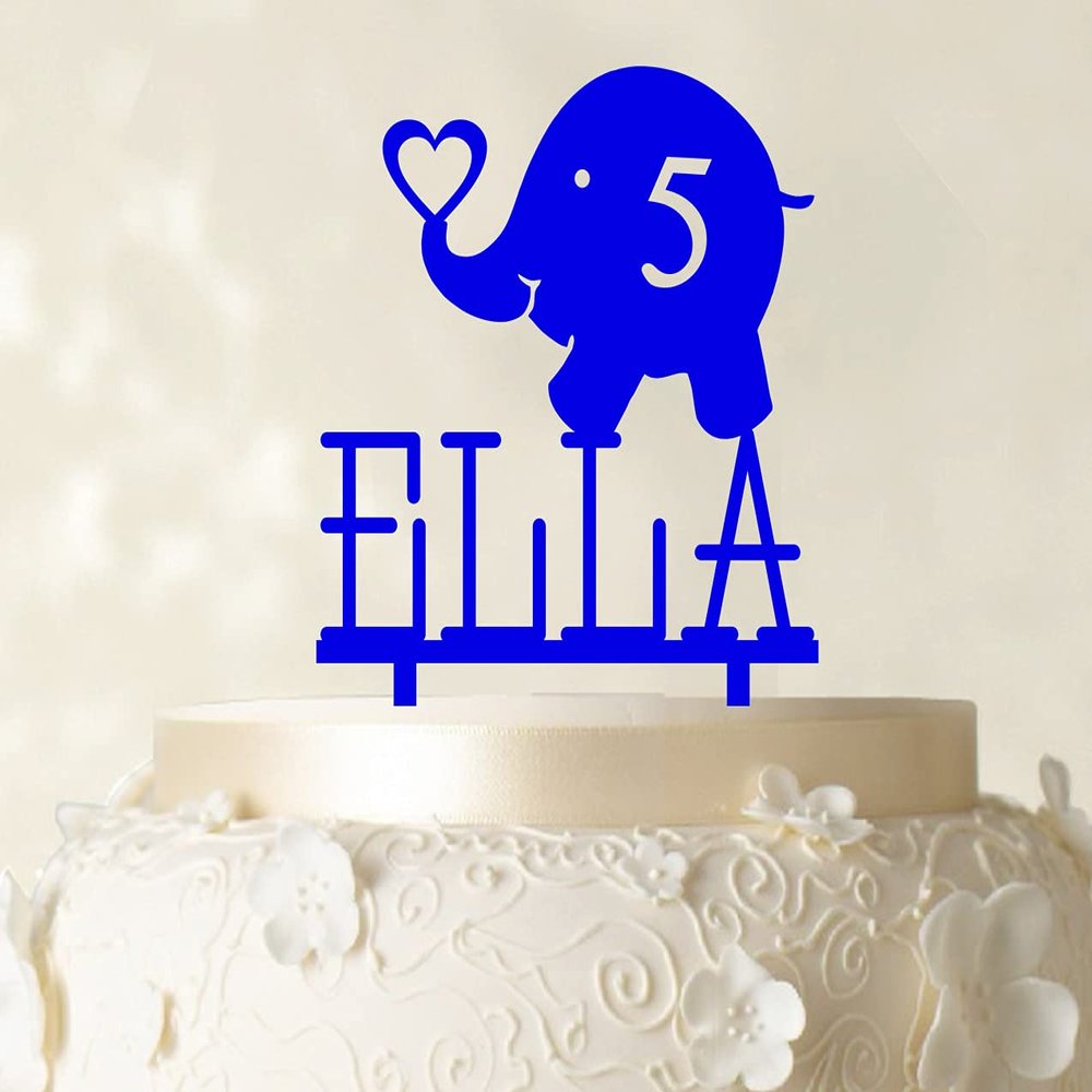 Printtoo Custom Birthday Cake Topper Personalized Blue Cake Topper Color Option Available 5"-7" Inches Wide