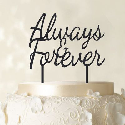 Always & Forever Custom Wedding Cake Topper Personalized Matt Black Cake Topper Color Option Available 6"-7" Inches Wide