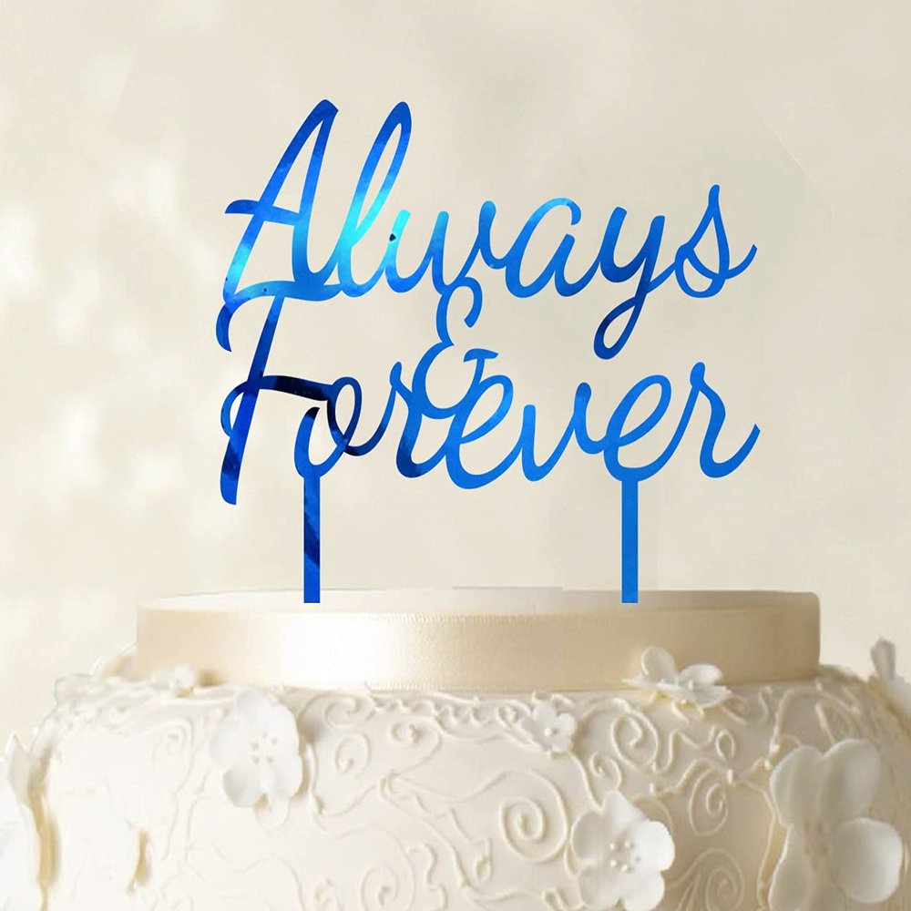 Always & Forever Custom Wedding Cake Topper Personalized Mirror Cake Topper Color Option Available 6"-7" Inches Wide