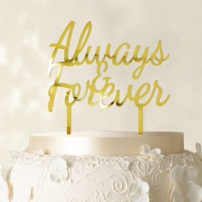 Always & Forever Custom Wedding Cake Topper Personalized Mirror Cake Topper Color Option Available 6"-7" Inches Wide