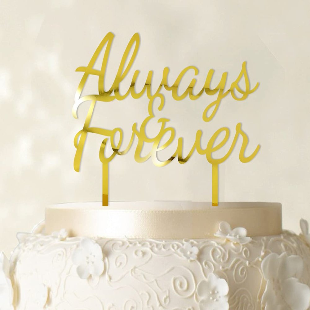 Always & Forever Custom Wedding Cake Topper Personalized Mirror Cake Topper Color Option Available 6"-7" Inches Wide