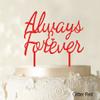 Always & Forever Custom Wedding Cake Topper Personalized Glitter Red Cake Topper Color Option Available 6"-7" Inches Wide view 2