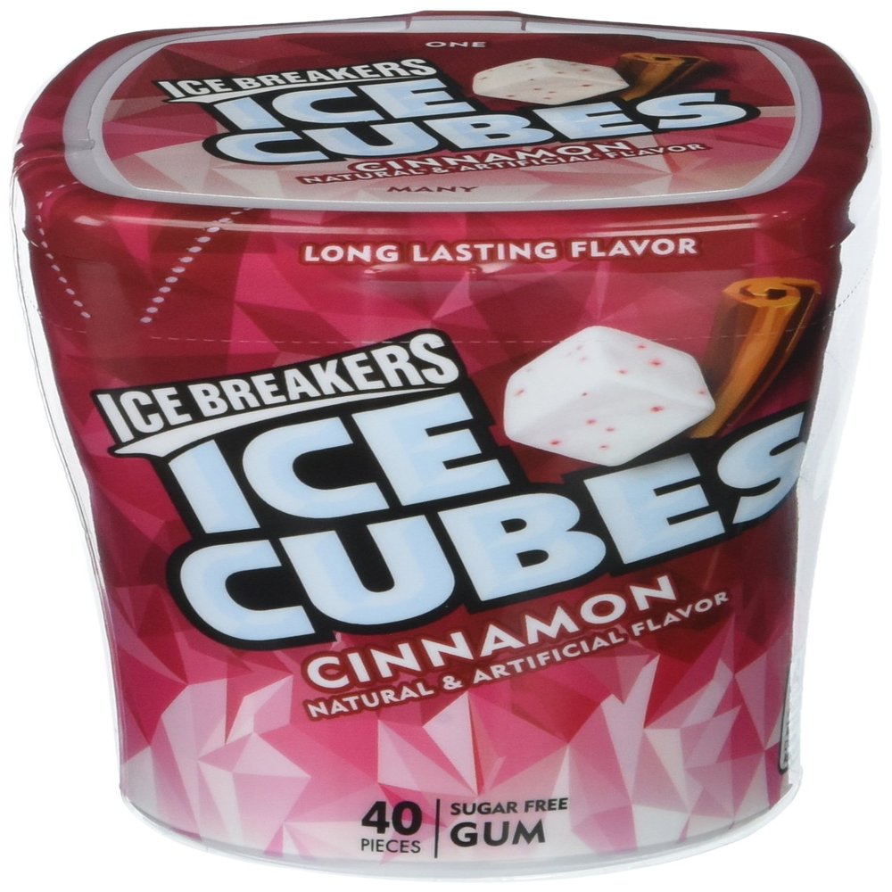 Ice Breakers Ice Cubes Sugar Free Gum, Cinnamon 40 count Pack of 4