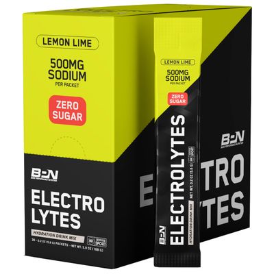 BARE PERFORMANCE NUTRITION BPN Electrolytes Go Packs Hydration Drink Mix | Sugar Free Electrolyte Powder | 500mg Sodium per Serving | Naturally Sweetened | Lemon Lime, 30 Servings