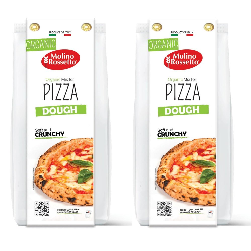 Molino Rossetto Organic Pizza Dough Mix - Gourmet Crust Mix for a Perfect Homemade Pizza - Also Good For Breadsticks, Flatbread, or Calzones 17.6 oz (500 g) - (Pack of 2)