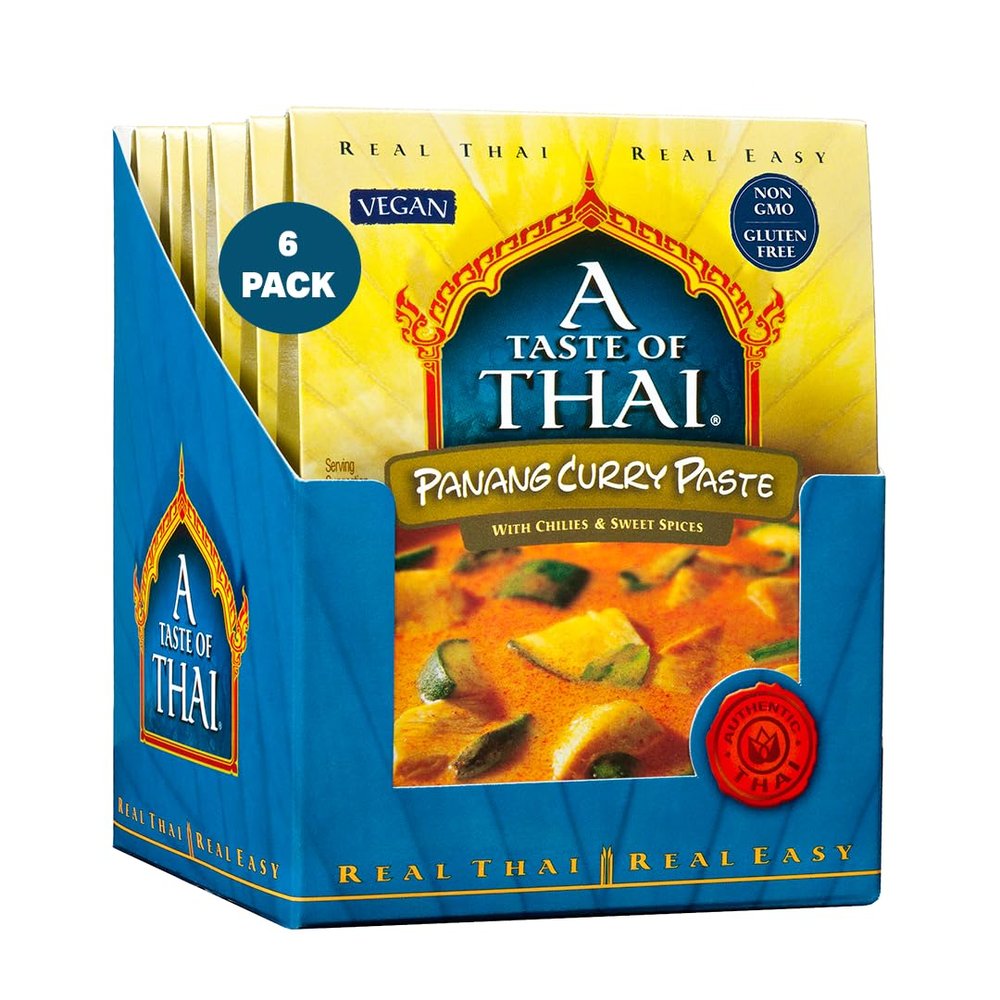 A Taste of Thai Panang Curry Paste  Authentic & Natural ReadytoUse Thai Curry Paste  Vegan, GlutenFree & NonGMO  Nutty, Sweet Aromatic Flavor for Curries, StirFries & Soup 1.75 oz (Pack of 6)