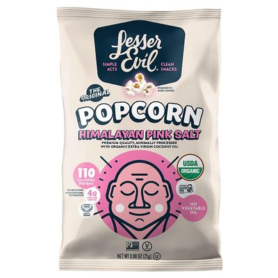 LesserEvil Organic Popcorn, Himalayan Pink Salt, .88 Ounce, 18 Count