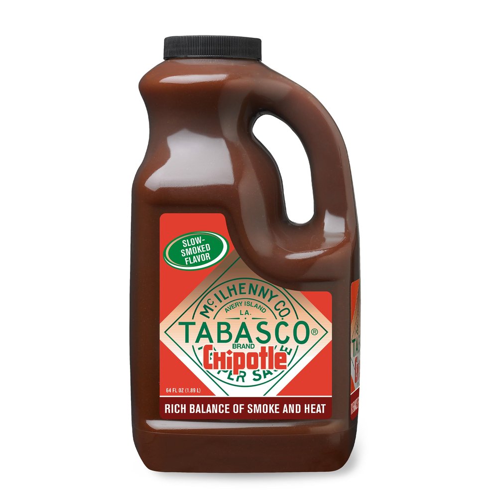 TABASCO Brand Chipotle Pepper Sauce, Medium Hot Sauce, Bulk Plastic Jug, Smoky & Smooth, Perfect for Large Recipes, Great for Marinating or Grilling Meats & More, 64 Fl Oz (Pack of 1)