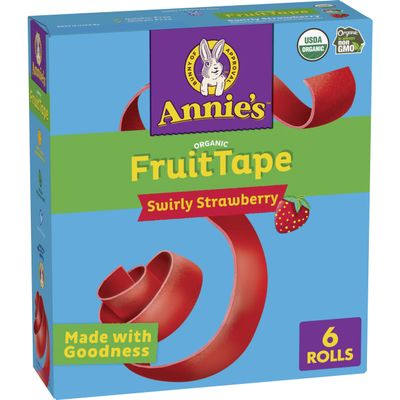 Annie's Organic Fruit Tape, Swirly Strawberry, Non-GMO and Organic Fruit Flavored Snacks, 6 Rolls, 4.5 oz