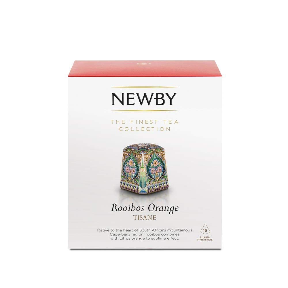 Rooibos & Orange Herbal Tea 15 Pyramid Infusers Smooth & Citrusy by Newby Teas