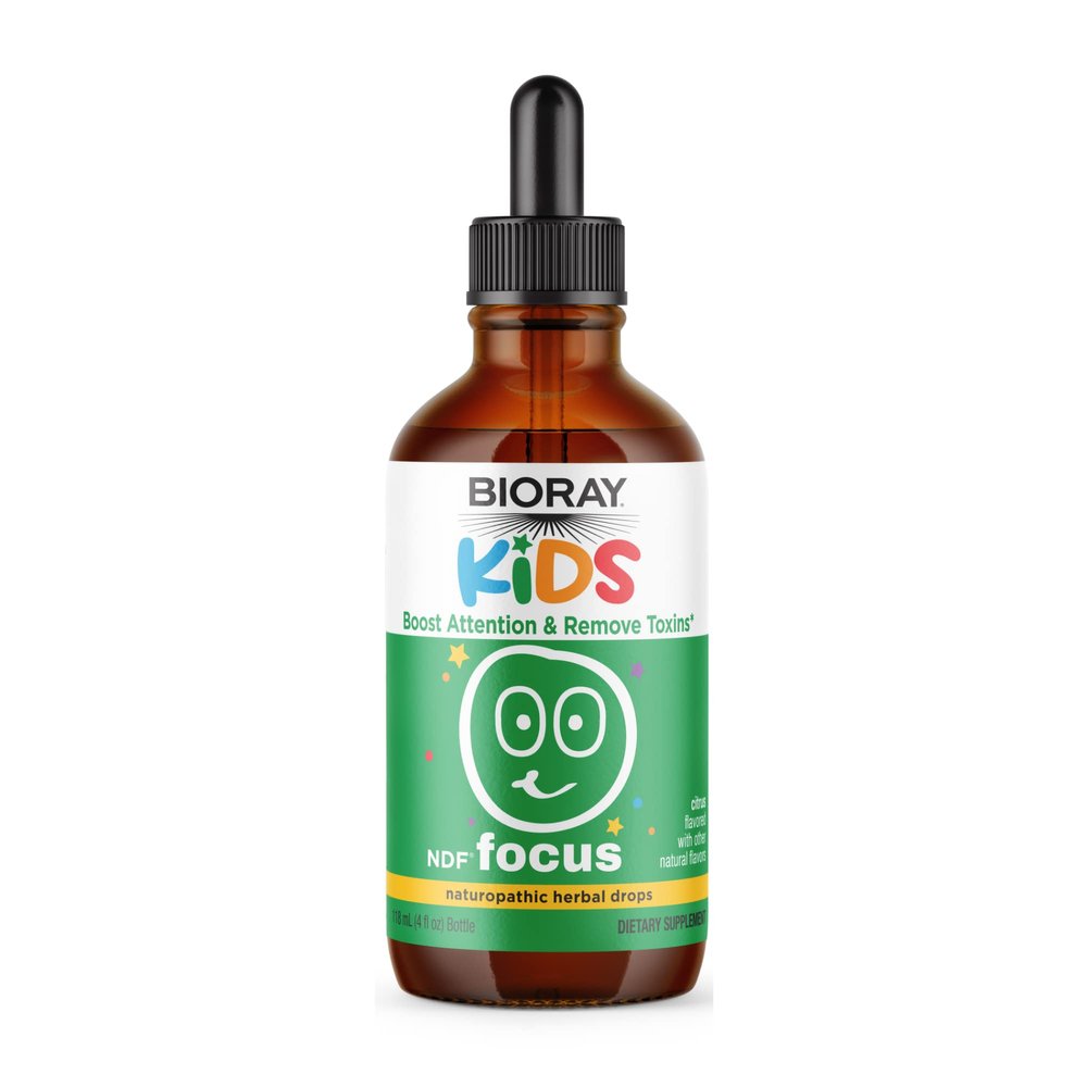 BIORAY Kids NDF Focus, Citrus - 4 fl oz - Supports Cognitive Function, Enhances Clarity & Promotes Steady Energy Levels - Non-GMO, Vegetarian, Gluten Free - 2-4 Month Supply