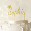 "Sophia" Custom Name Cake Topper With Crown Personalized Birthday Cake Topper Color Option Available 5"-7" Inches Wide view 1