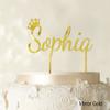 "Sophia" Custom Name Cake Topper With Crown Personalized Birthday Cake Topper Color Option Available 5"-7" Inches Wide view 2
