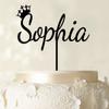 "Sophia" Custom Name Cake Topper With Crown Personalized Birthday Cake Topper Color Option Available 5"-7" Inches Wide view 4