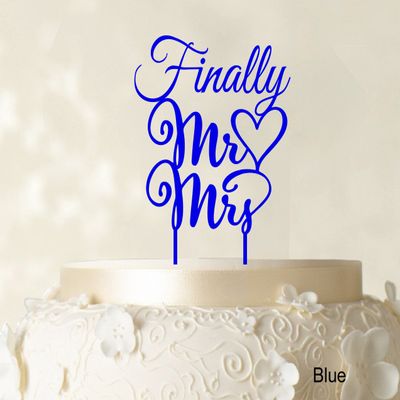 "Finally Mr Mrs" Wedding Cake Topper Personalized Custom Name Cake Toppers Color Option Available 5"-7" Inches Wide
