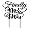 "Finally Mr Mrs" Wedding Cake Topper Personalized Custom Name Cake Toppers Color Option Available 5"-7" Inches Wide view 2
