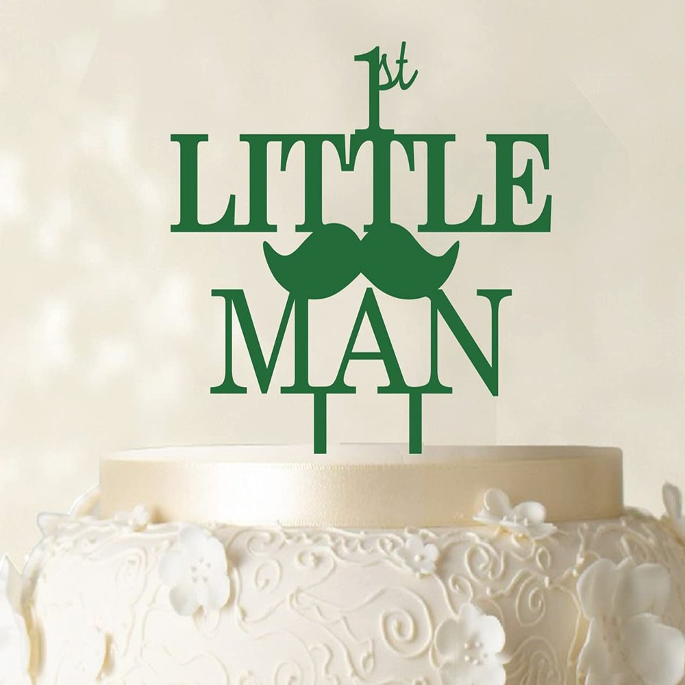 "1st Little Man"Birthday Cake Topper Elegant Moustache Cake Topper Cake Decoration" Color Option Available 6"-7" Inches Wide