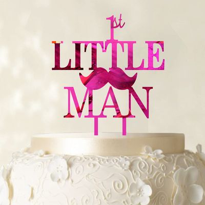 "1st Little Man"Birthday Cake Topper Elegant Moustache Cake Topper Cake Decoration" Color Option Available 6"-7" Inches Wide