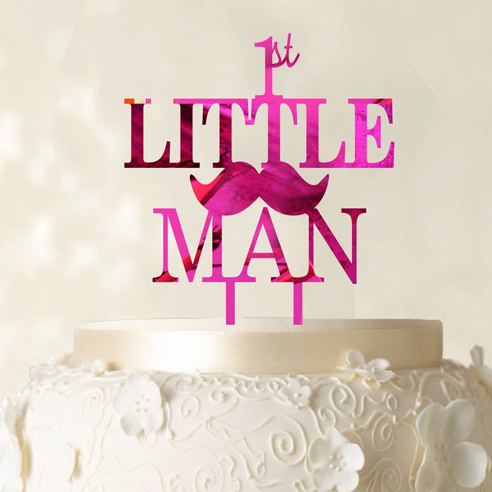 "1st Little Man"Birthday Cake Topper Elegant Moustache Cake Topper Cake Decoration" Color Option Available 6"-7" Inches Wide