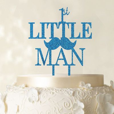 "1st Little Man"Birthday Cake Topper Elegant Moustache Cake Topper Cake Decoration" Color Option Available 6"-7" Inches Wide
