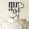 Personalized "Mr And Mrs" Wedding Cake Topper Matt Black Cake Topper Cake Decoration Color Option Available 4"-5" Inches Wide view 1