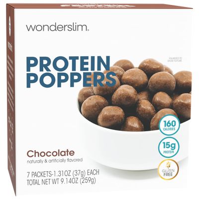 WonderSlim Popper Puff Snacks, Chocolate, 160 Calories, 15g Protein, Gluten Free (7ct)
