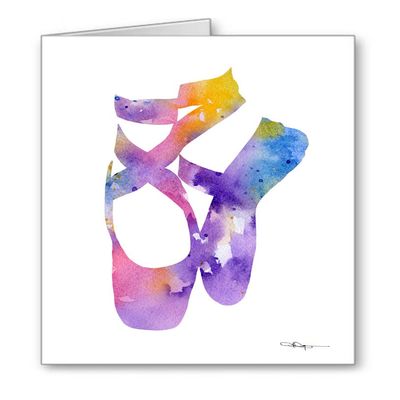 Ballet Slippers Set of 10 Art Note Cards by Watercolor Artist DJ Rogers